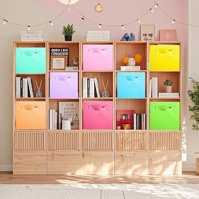 ShellKingdom Storage Bins, Foldable Fabric Storage Cubes And Cloth Storage Organizer Drawer For Closet And Toys Storage, 8 Pack (8 Colors)