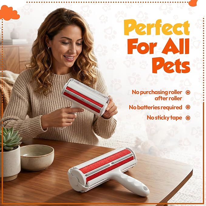 KHAYALYTICS Pet Hair Roller – Reusable Lint Roller Pet Hair Remover for Furniture & Carpet – Cat & Dog Fur Remover, Portable Multi-Surface Hair Cleaner for Sofa, Clothing & Bedding