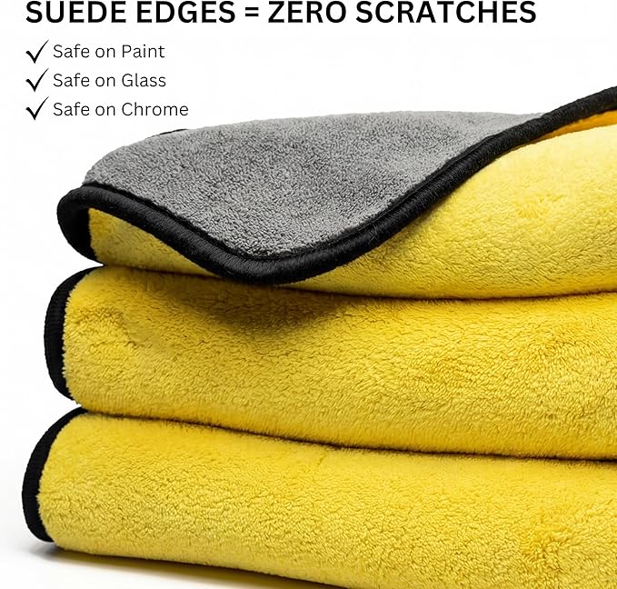 The Pro Stuff® Microfiber Towels for Cars, 600 GSM, Super Soft Drying Towels for Cars, Dual-Sided for Cleaning, Washing and Buffing, Tagless, Scratch-Free, Lint Free Cloth (16”x16”) | Pack of 3