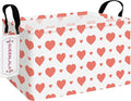 QUEENLALA Rectangular Laundry Hamper/Foldable Nursery Laundry Basket for Organizing/Storage Bin Baskets/Children Toy Office Bedroom/Toy Bin Closet Shelf Baskets（Rec-Pink Heart）