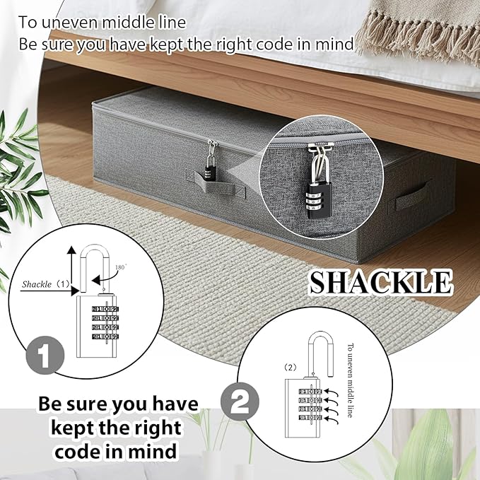 29.9 x 15 x 6.7 Inch Large Discreet Lockable Adult Toy Storage Bag Under Bed Storage Box Organizer with Zipper Lid Underbed Clothes Shoe Container for Dorm and Home(Gray)
