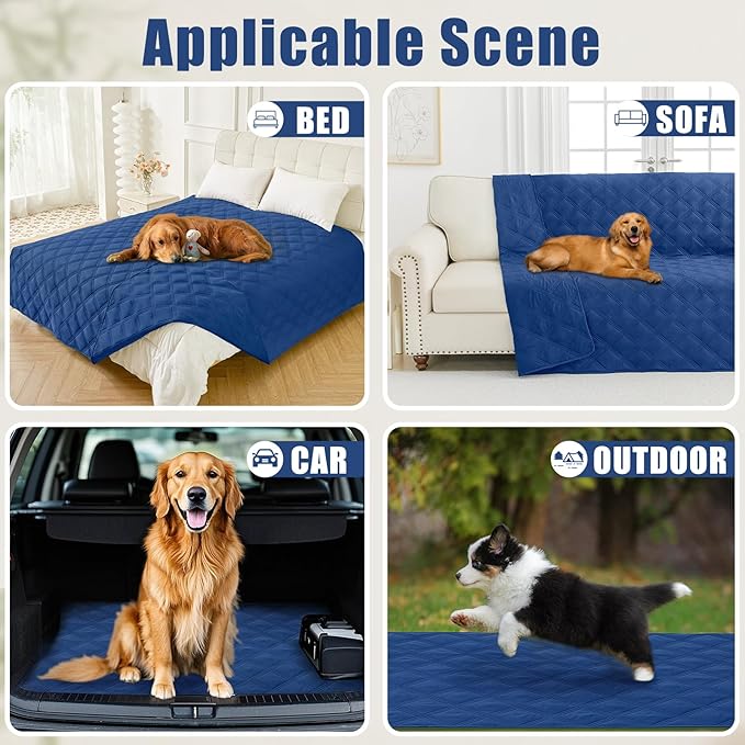 Smiry Waterproof Dog Bed Cover Blanket 40x50, Soft Reversible Pet Blanket, Washable Leakproof Cats Dogs Couch Cover for Sofa, Couch, Furniture, Lattice, Navy/Navy