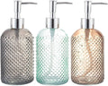 Cutiset 3 Pack Assorted Glass 15 Ounce Lotion Soap Dispenser Bottle with Pump for Bathroom, Kitchen