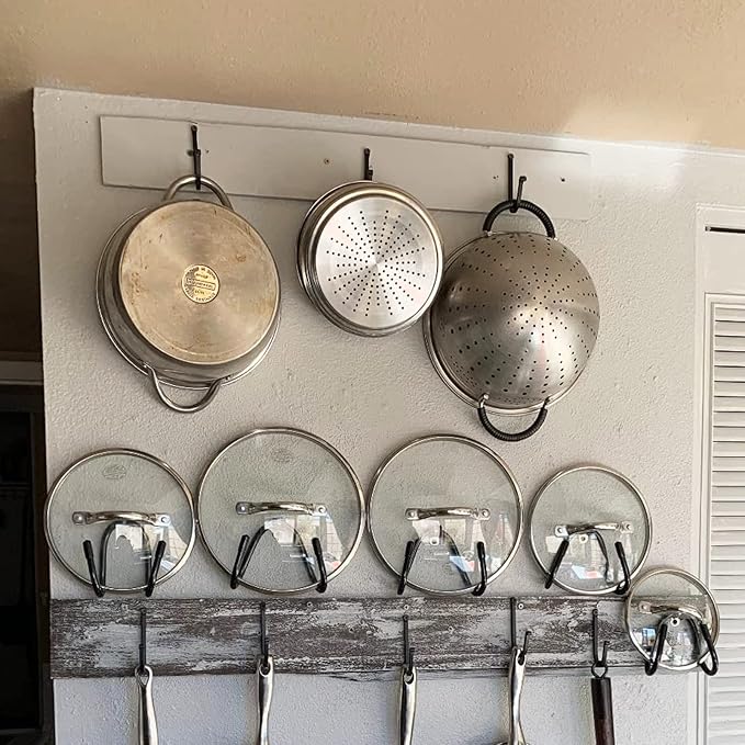 Pmsanzay Cabinet Door Pan Lid Organizer, Set of 4, Wall Mount Pot Lid Rack - No Scratch