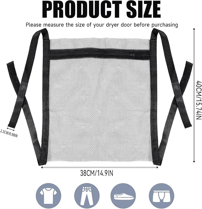 Sneaker Wash & Dry Net Bag Laundry Bags for Dryer Sneaker Large HoneyComber Mesh Bags with Zipper and Strap for Shoes Washing Mesh Net for Most Dryers Door 15.7" Large