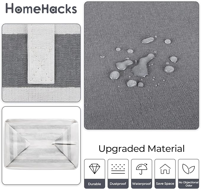 HomeHacks 4-Pack Large Laundry Basket, Waterproof, Freestanding Laundry Hamper, Collapsible Tall Clothes Hamper with Extended Handles for Clothes in the Dorm and Family-(Gradient Grey, 125L)