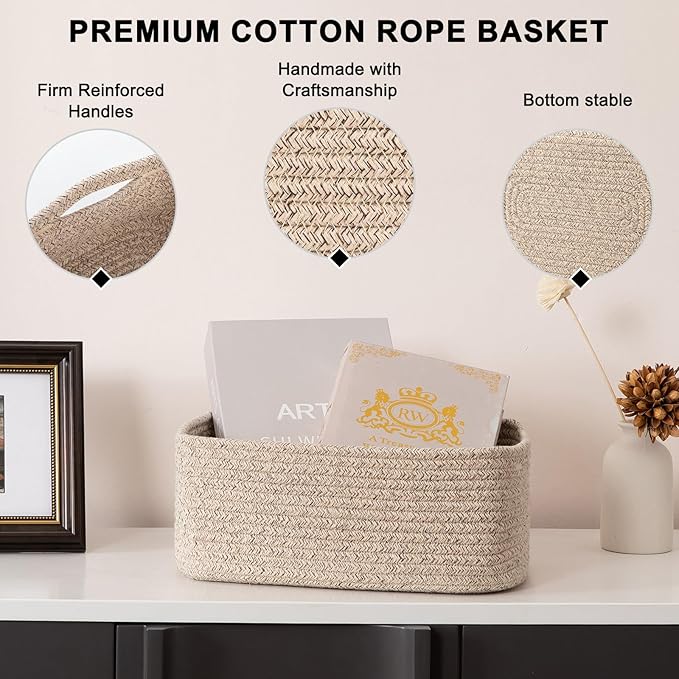 6 Pack Storage Baskets for Shelves, Small Baskets for Shelves, Cute Decorative Storage Bins, Organizer Basket for Gifts Empty, 11.8''Lx7.8''Wx4.7''H-Brown