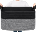 Goodpick Large Woven Blanket Basket 21.6" x 14.9" x 11.8" Storage Baskets for Organizing, Rectangle Baby Toy Bins for Kids Organizer Living Room Bedroom, Black & Gray