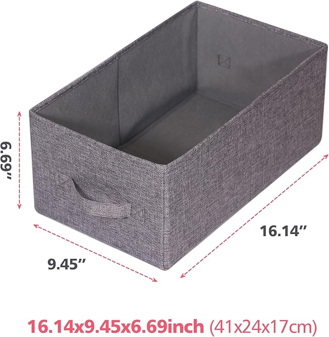 Set of 3 Closet Organizer Bins with Handle, Fabric Foldable Storage Baskets Cloth Box Containers for Shelves Home Office Clothes Clothing Large