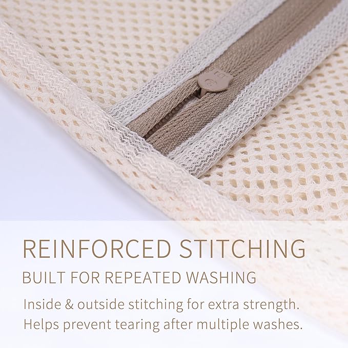 Muchfun 3Pcs Soft Cotton Mesh Laundry Bags for Delicates 1 Large, 1 Medium, 1 Small