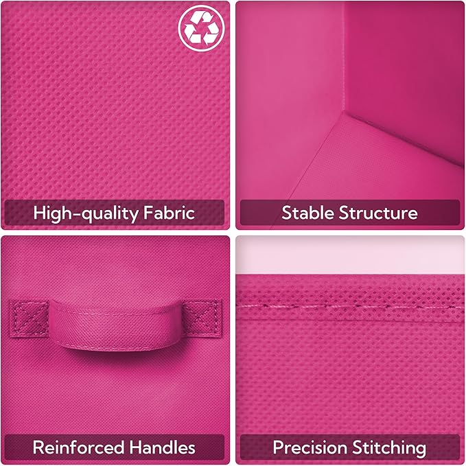 GRANNY SAYS 11 Inch Cube Storage Bins, Cube Storage Organizer, Fabric Collapsible Storage Bins with Handle, Storage Cubes for Shelves, Closet, Pink Gradient, 6-Pack