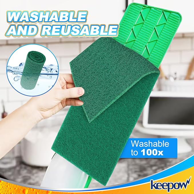 KEEPOW Scrub Mop Pads Replacement Compatible with Libman Freedom Spray Mop, Mop Scrubber Attachment for Floor Cleaning, Fit for Rubbermaid and Turbo & Other 18 Inch Microfiber Mops