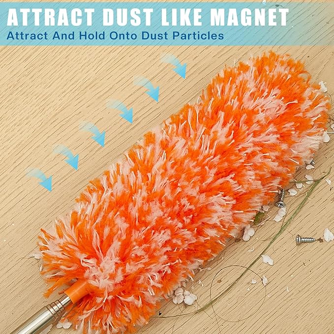 Tanlade 24 Pcs Microfiber Feather Duster for Cleaning 13-31 Inch Extendable Cobweb Dusters Ceiling Fan Duster Washable Bendable Tool for Office Car Window Furniture (Bright Color)