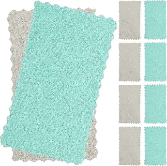 TOYANDONA 10pcs Kitchen Dish Cleaning Cloths Double-Sided Thickened Microfiber Towels 16x27cm Colorful Absorbent Dishwashing Rags for Countertop and Household Use
