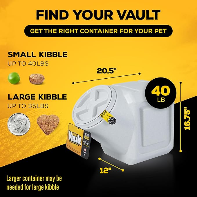 Gamma2 Vittles Vault Stackable Dog Food Storage Container with Sealing Lid, Up to 40 lbs Dry Pet Food Storage Container, USA-Made - [20.5"L x 12"W x 16.75"H]