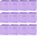 Yinder 12 Pcs Cube Storage Bin Purple 11'' Storage Bins for Playroom Decor Colorful Bins for Kids Foldable Baskets for Nursery Organizer Boxes Fabric Boxes