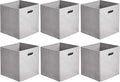 Amazon Basics Collapsible Cube Storage Bins, Space-Saving, Organizing Fabric Bins with Handles, 10.5 x 10.5 x 11 inches, Light Grey, 6-Pack