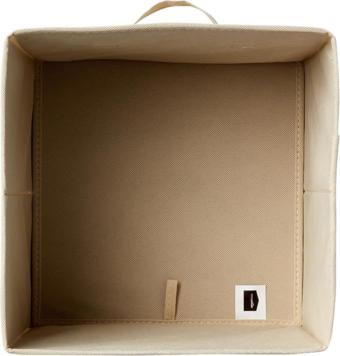 Amazon Basics Collapsible Fabric Storage Cubes Organizer with Handles,Sturdy,Beige,10.5-x-10.5-x-11-inch,6 Count (Pack of 5)