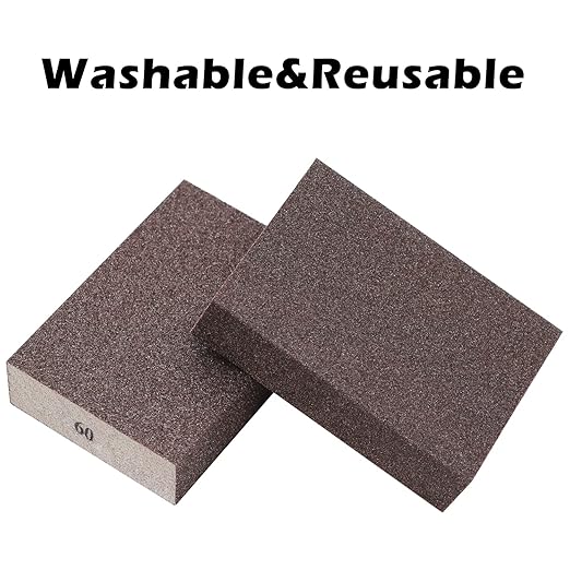 6Pcs Sanding Sponge 60 Grit Coarse Blocks for Metal Sanding Wood Sanding Brush Washable&Reusable N-G-001-60
