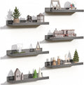 upsimples Floating Shelves for Wall, Wall Shelves for Decor Storage Set of 6, Wall Mounted Wood Shelf for Bedroom, Living Room, Bathroom, Kitchen, Picture Ledge Shelf, Grey
