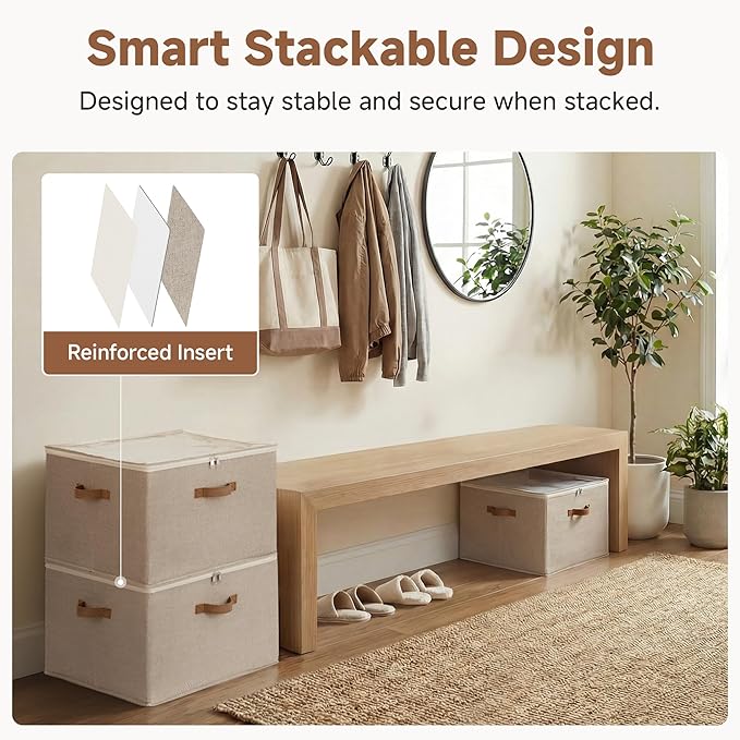 StorageWorks 2 Pack Shoe Organizer for Closet, Foldable Shoe Storage Box with Adjustable Dividers, Shoe Boxes Organizer for Entryway, Closet Shoes Organizer for Sandals, Sneakers, Fits 32 Pairs, Taupe