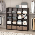 Furinno Cubic Closet Organizers and Storage, 16-Cube Closet Organizer, Open Shelf Closet Storage, Extra Thick Frame for Wardrobe, Bedroom, Living Room, Dark Oak