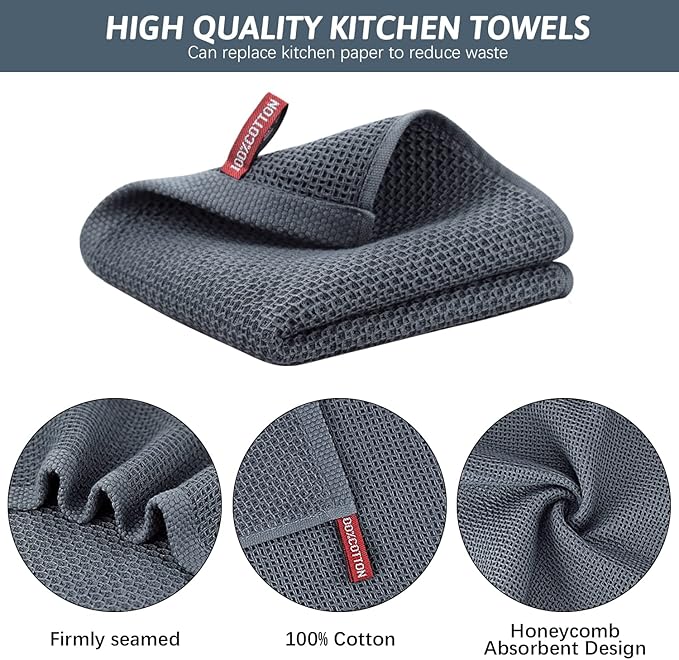 Nialnant 6 Pack Kitchen Hand Towels,100% Cotton Dish Towels for Kitchen,Extra Soft & Absorbent Dish Cloths for Washing Dishes,Cleaning Rags
