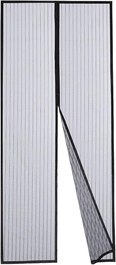 DOOREASY Magnetic Screen Door, Heavy Magnets, Loop Fully Sewn Top-to-Bottom Seal Screen Door Curtain,Quick Close No Slightest Gap(Fits Doors Up to 37"x82") Black