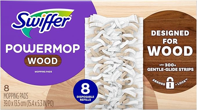 Swiffer PowerMop Wood Mopping Pad Refills for Floor Cleaning, 11 Count