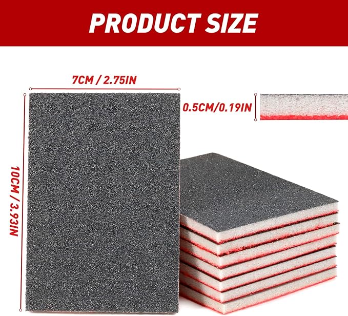36 Pcs Sanding Sponge 80/120/180/240/320/400 Grit Sandpaper Assortment, Washable & Reusable Sanding Blocks for Wood, Metal, Drywall, Glazing, Wet Dry Sandpaper for Smooth Finishing