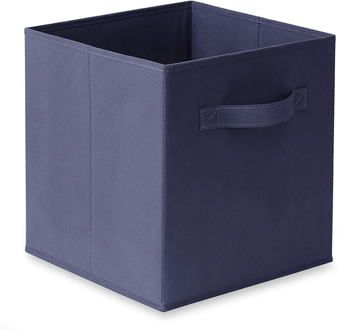 Casafield Set of 6 Collapsible Fabric Cube Storage Bins, Navy Blue - 11" Foldable Cloth Baskets for Shelves, Cubby Organizers & More