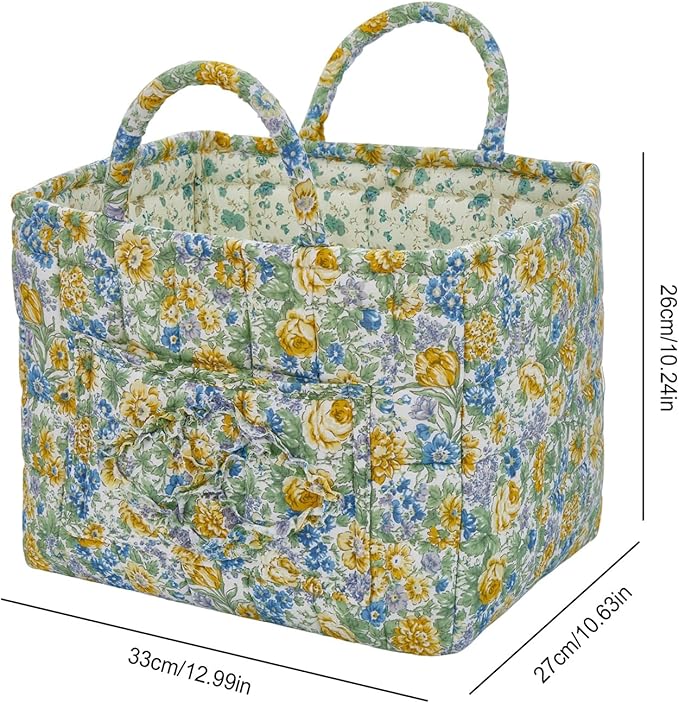 Boho Fabric Storage Basket, Large Capacity Laundry Basket, 12.2'' x 10.23'' x 10.23'' Collapsible Laundry Hamper with Easy Carry Handles (D Multi-Color 7, L)