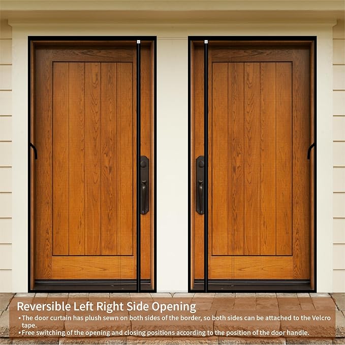 Reversible Left Right Side Opening Screen Door Mesh Magnetic Closure Heavy Duty, Self Closing Fiberglass Bug Net with Magnet for Sliding Doors & Doorway, Pet Friendly, 72 x 80 inch