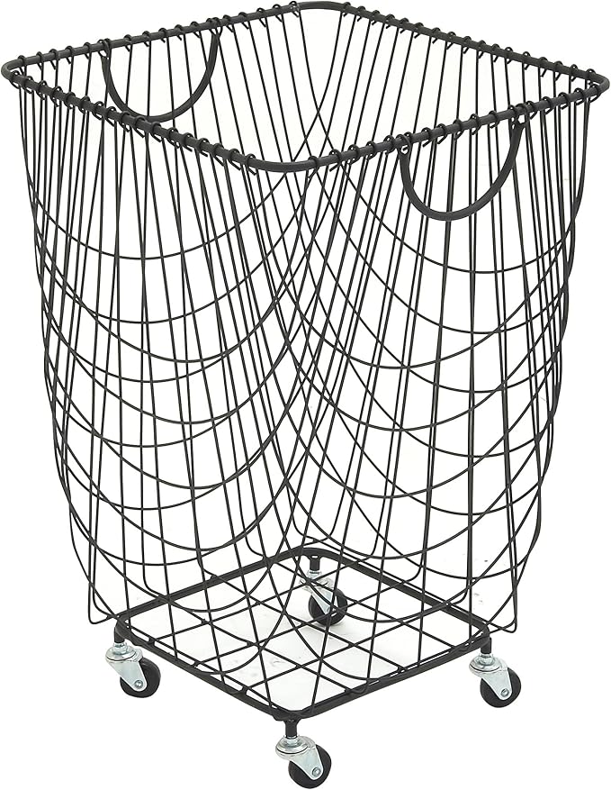 Deco 79 CosmoLiving by Cosmopolitan Metal Square Storage Cart with Wheels and Handles, 16" x 16" x 24", Black