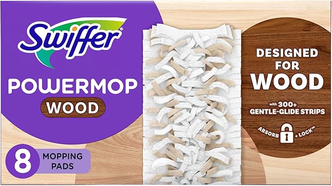 Swiffer PowerMop Wood Mopping Pad Refills for Floor Cleaning, 11 Count
