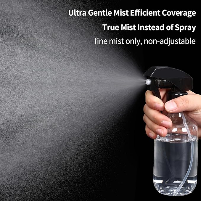 Cleaning Spray Bottles for Plants Misters for Inside, 2 Pack 10 oz Squirt, Water Spray Bottle Mist Sprayer, No Leak Hair Mister Empty with Adjustable Nozzle (Transparent)