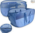 100L Collapsible Laundry Baskets 2 Pack, Extra Large Mesh Pop Up Laundry Hamper, Dirty Clothes Hamper with Reinforced Handles, Folding Hampers for Travel. Dorm or Home Portable Laundry Baskets. Blue
