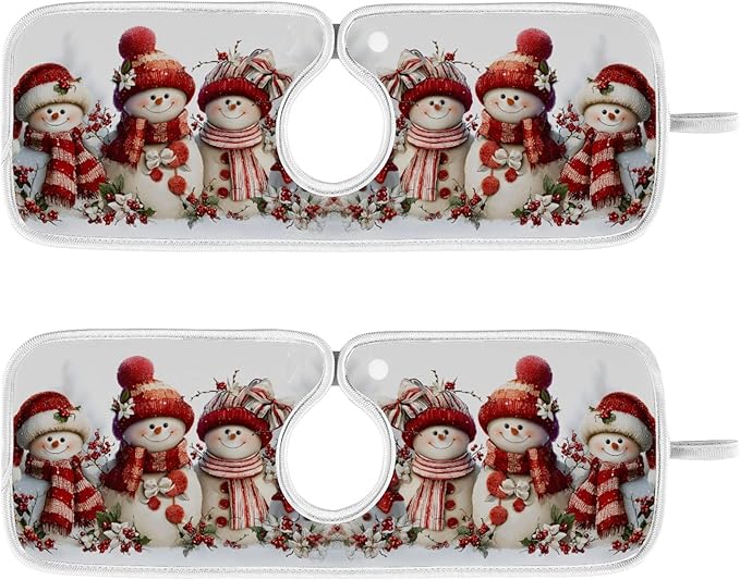 2 Pack Faucet Splash Catcher Snowmen Sink Mat for Faucet Absorbent Kitchen Splash Guard Drip Catcher for Farmhouse Barthroom Bar, L