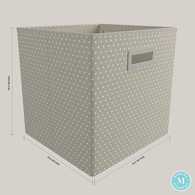 Martha Stewart Essential Collapsible Stackable Decorative Home Storage Cube Organization, Set of 2 Craft Cubes, Cottage Dot