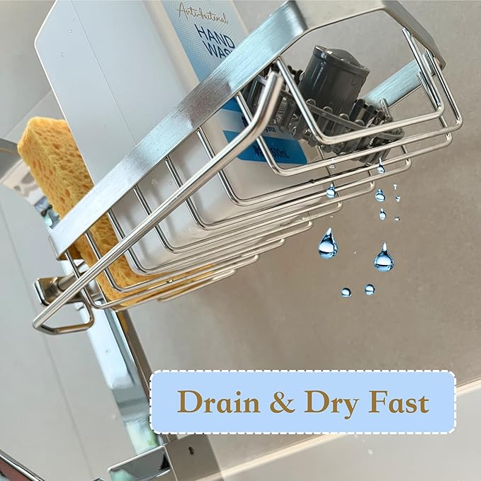 Sponge Daddy, Kitchen Sponge Holder, Bathroom Sink Organizer, Shower Caddy Suction Cup, Bottle Organizer, Hanging Organizer, Kitchen Rack, Organizers and Storage for Square Faucet (SQUARE RIGHT)