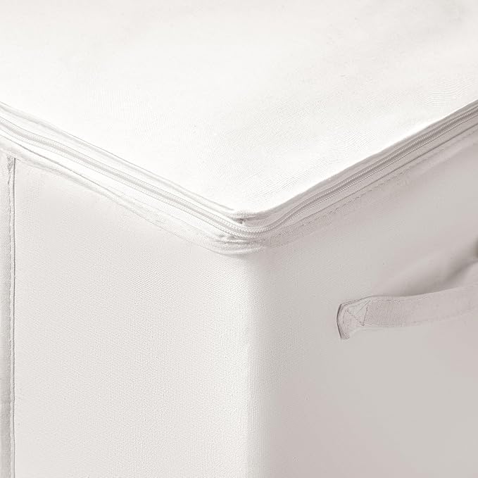 TYEERS Large Storage Bags with Zipper and Clear Window, Cotton Blended Fabric Storage Containers for Seasonal Clothes and Bedding, 23.6x15.7x13.8 Inches, 8-Pack, Beige