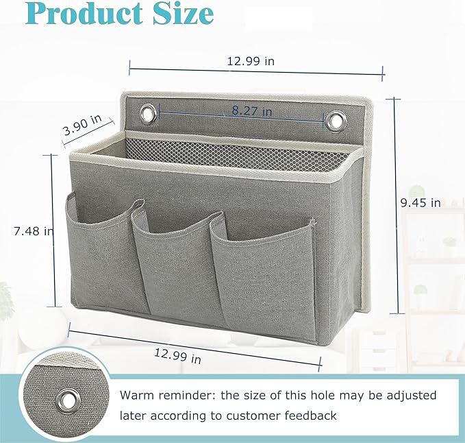 Someteth Wall Hanging Organizer Bag/Hanging Baskets with Large Mesh Compartment & 3 Pockets，Over the Door Hanging Organizer Space Saving Storage for Bedroom,RV Camper, Closet (Gray - 1 Pack)