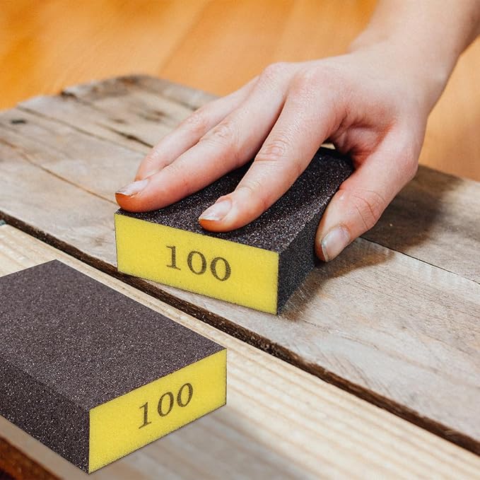 Romeda 8-Pack Sandpaper Block, 100 Grits Washable and Reusable Handmade Sanding Sponge, Drywall Sandpaper Blocks for Wooden Drywall Sheetrock and Metal Glazing