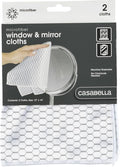 Casabella Lint-Free Microfiber Glass and Mirror Cleaning Cloths, White/Black (Set of 2)
