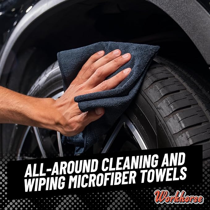 Chemical Guys Workhorse Professional Grade Microfiber Towels for Cars - Black 16x16 Inch Microfiber Cleaning Cloths for Home & Pet Drying, Soft & Scratch-Free, Drying & Cleaning, 3 Count (Pack of 2)