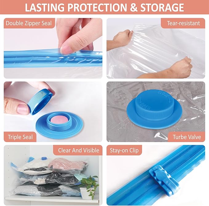 Cozy Essential 16 Pack Travel Vacuum Storage Bags with Rechargeable Wireless Electric Pump for Luggage, Suitcase, Carry-on Size Vacuum Seal Compression Space Saver Bags for Clothes and Clothing Travel