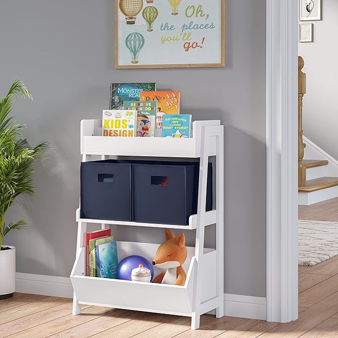 RiverRidge Folding Storage Bins with Handles Navy Cube Storage Organizer for Closet, Bedroom & Playroom - Closet Organizers Set of 2