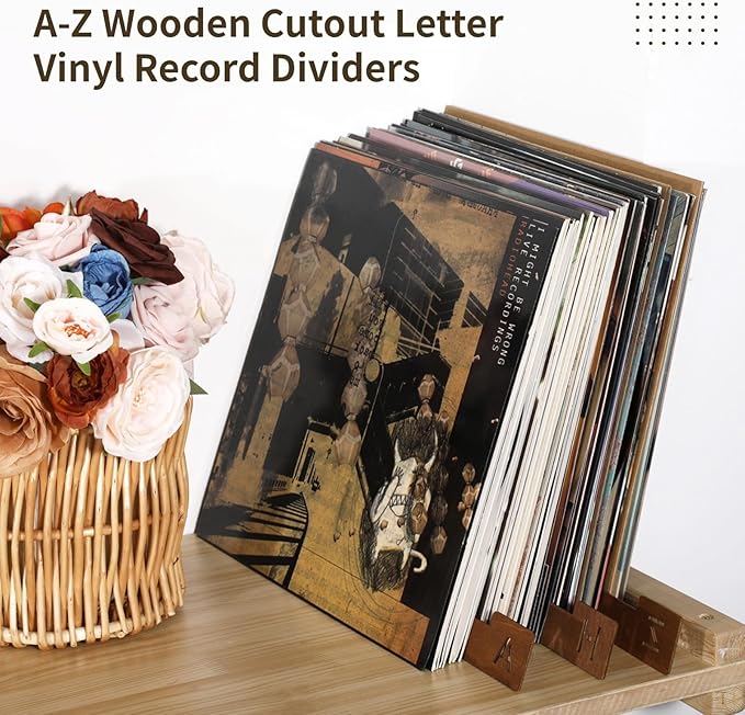 26 Vinyl Record Dividers A-Z - Hollow Out Letter Dividers for Album CD DVD Media Book Shelf Storage