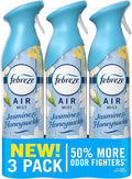 Febreze Air Mist, Air Freshener Spray, Odor Fighting Room Spray, Deodorizer for Home Bathroom Kitchen Office Apartment Dorm Room Classroom, Jasmine & Honeysuckle Scent, 8.1oz (Pack of 3)