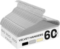 SONGMICS Velvet Hangers 60 Pack, Non-Slip Clothes Hangers with Silver-Colored Swivel Hooks, Slim Space-Saving for Closet, Heavy-Duty, Dove Gray UCRF036GD02S
